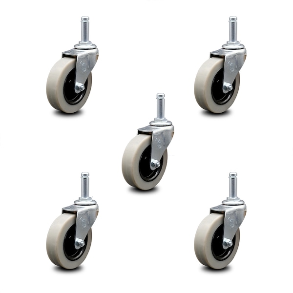 3 Inch Thermoplastic Wheel 1-3/8 Inch Grip Ring Stem Caster SCC, 5PK